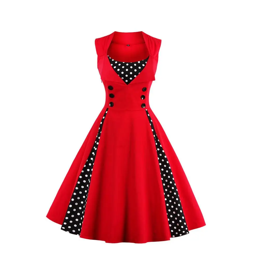 Firzero Women's 1950s Vintage Cocktail Dresses Short Sleeve
