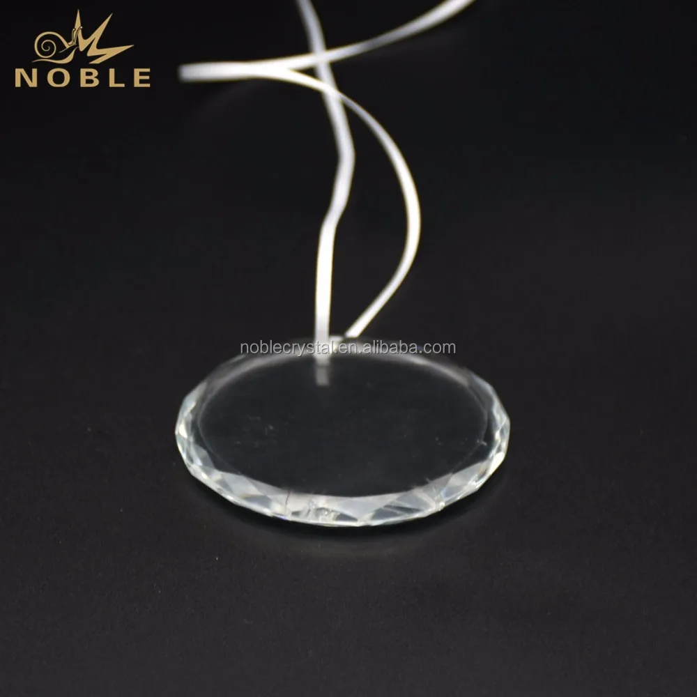 Blank Glass Round Flat Hanging Custom Glass Ornament with Diamond Edge