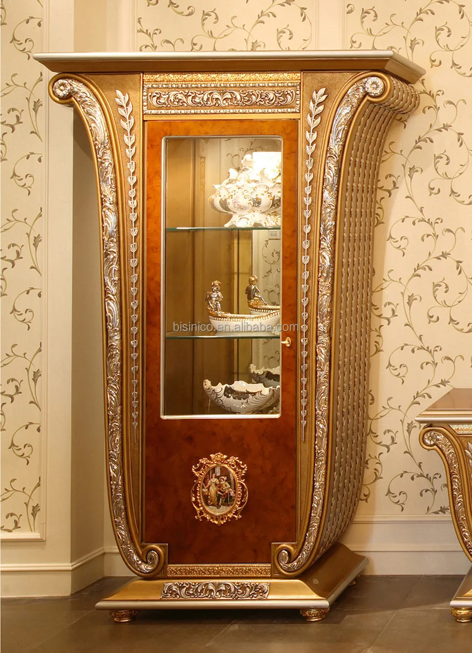 Luxury French Retro Baroque Style Golden Single Door Display Cabinet Bf03 0100047 10000 45 W Jpg Single Door Display Cabinet