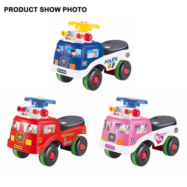JK TOYS Kid Ride on Car Fire Engine Truck With Music and Policelight