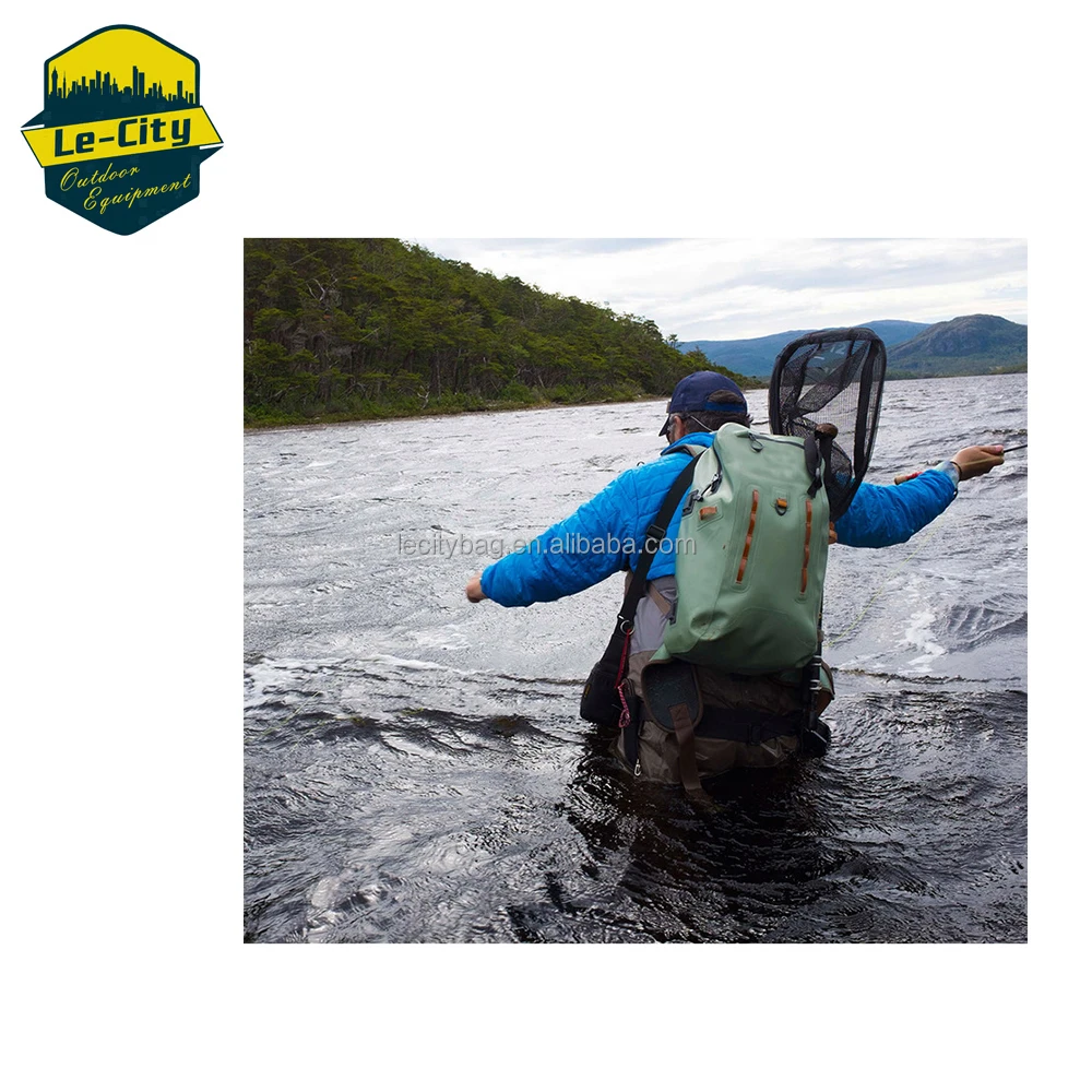 Wholesale Waterproof  Rod Holder Soft PVC Green Welding Fishing Backpack