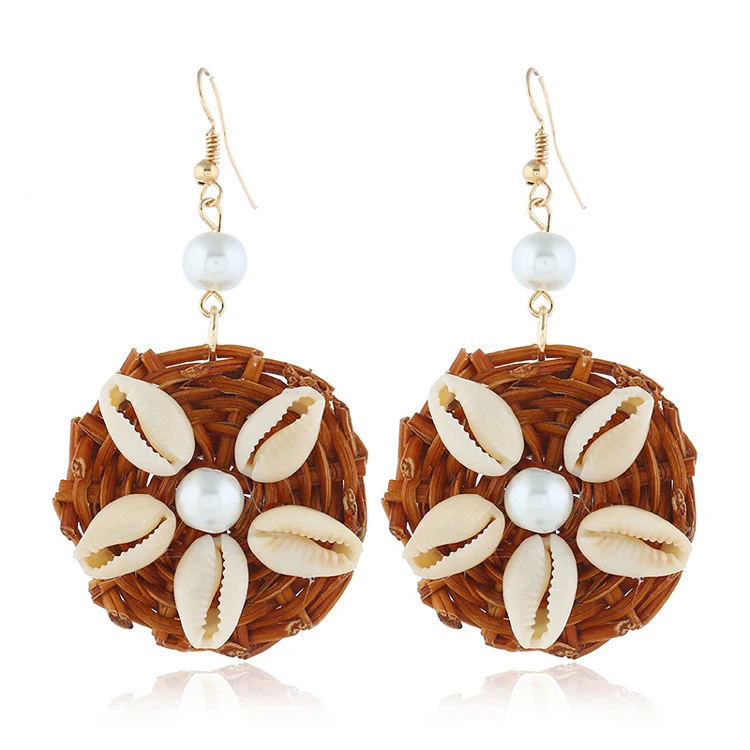 Wooden and Pearl Earrings