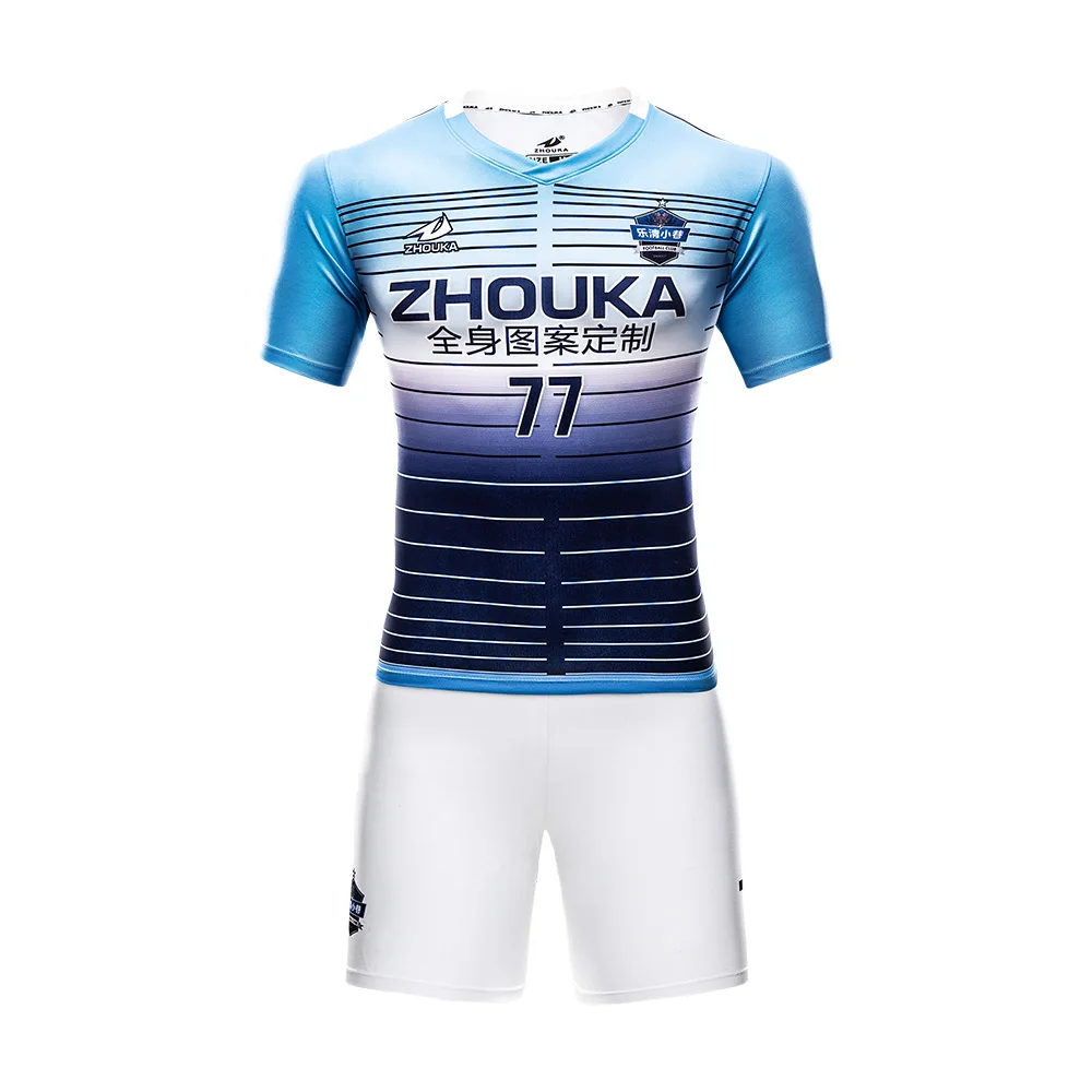 oem odm striped football jersey design white black blue color custom your  sublimataion soccer jersey design