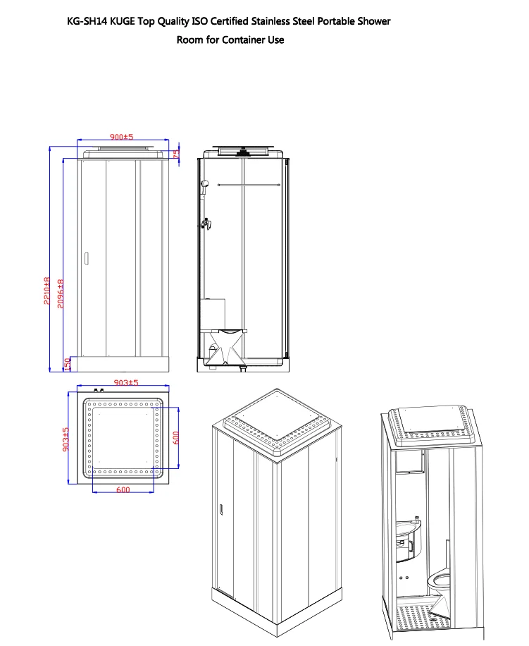 Luxury Stainless Steel Shower Room Portable Toilet And Shower Room For