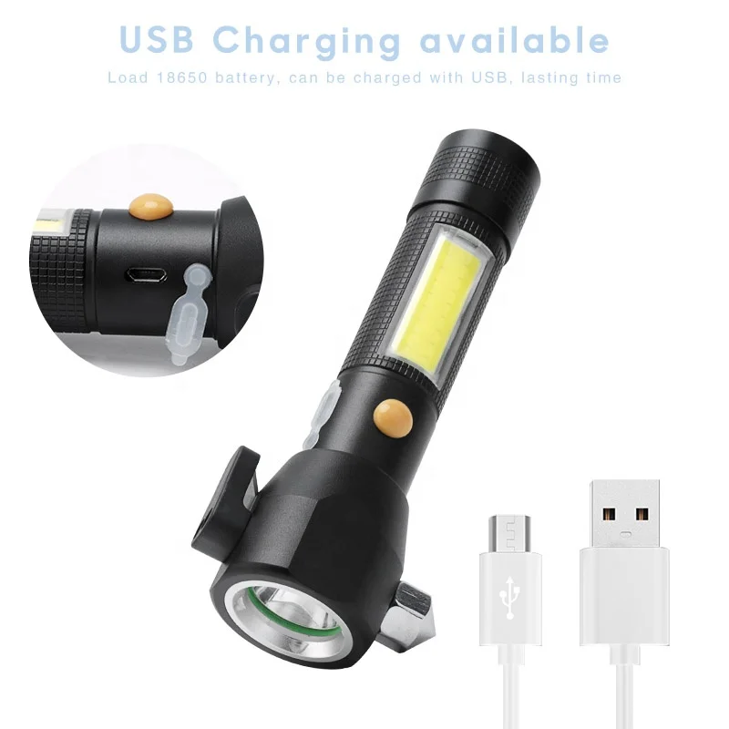 Petite lampe torche LED multifonction puissante avec COB latéral Phare de travail - Chine Petite lampe de poche À LED, lampe de travail COB