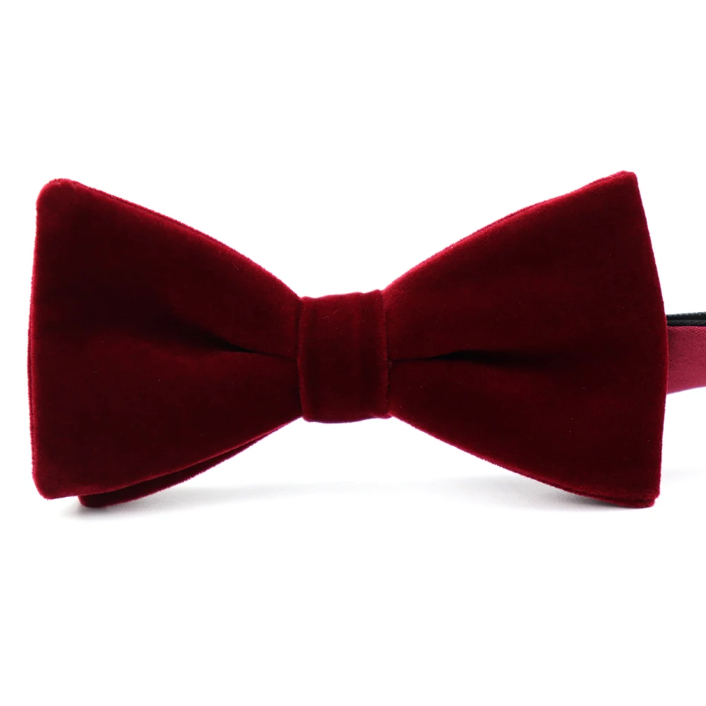 Custom Red Dahlia Plain Velvet Pre Tied Bow Ties 100% Cotton New Design ...