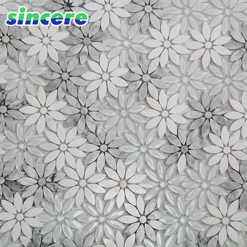 Foshan Manufacture White Decoration Stone and Glass Mosaic Tile