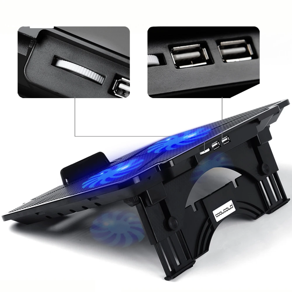 
Горячая Распродажа, супертонкий вентилятор Coolcold для ноутбука 15,6 дюйма, охладитель, двойные вентиляторы, Портативная подставка для охлаждения ноутбука 