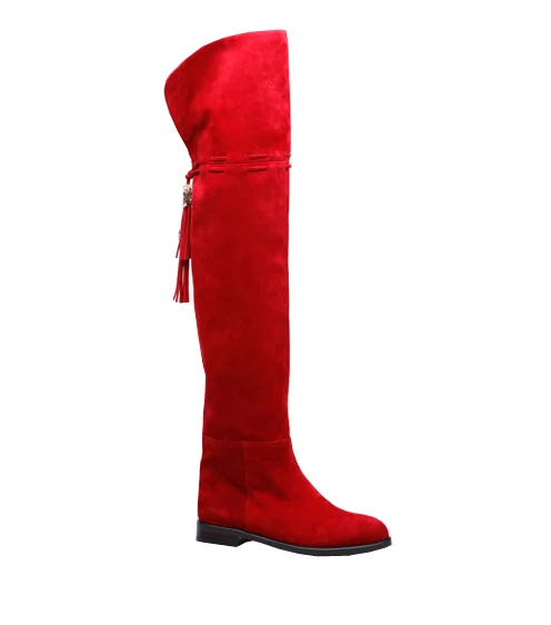 ladies red suede boots