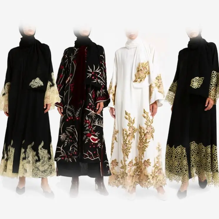 2019 Latest Burqa Designs Muslim Girls Prom Dress Sexy Photo Front Open Abaya
