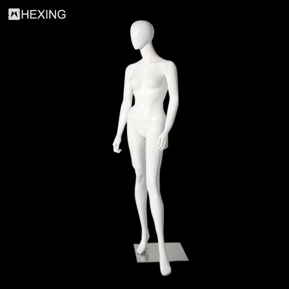 女性用ホワイトマネキン 女性用高光沢ホワイトマネキン - フルボディ・服飾ディスプレイ用