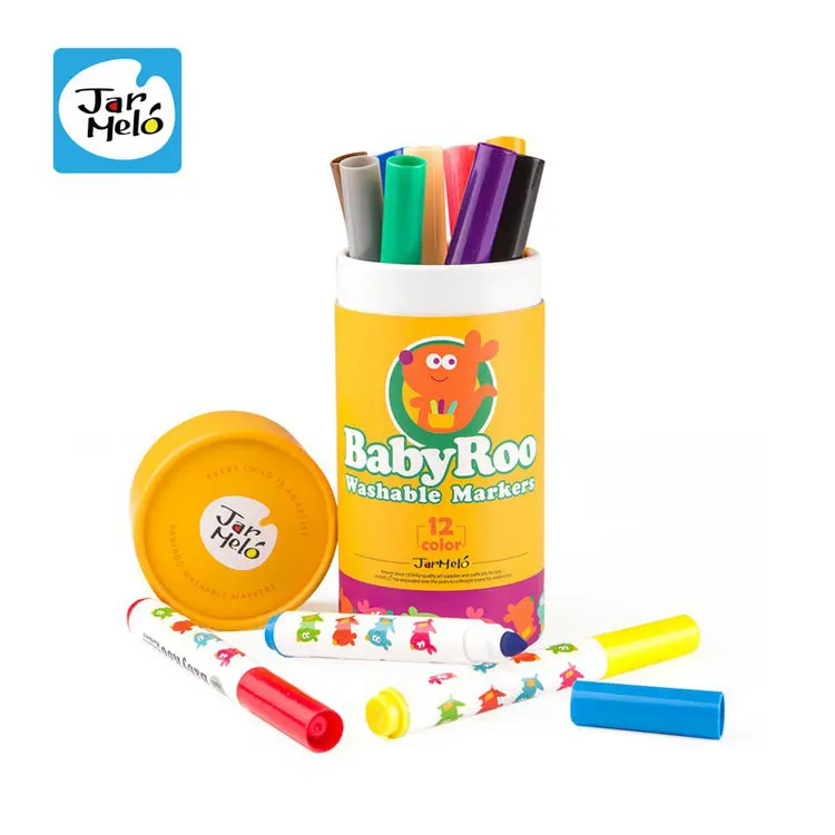 Водные фломастеры для детей. Фломастеры Jar Melo 12 шт.. Фломастеры Washable Markers 12. Baby Roo карандаши. Washable Markers Jar Melo.