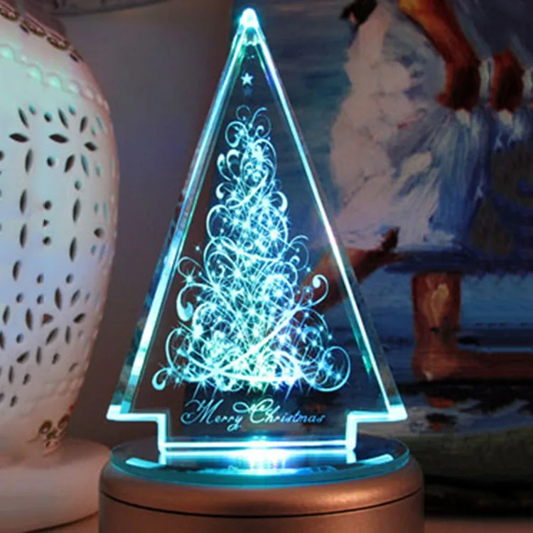 christmas gift ornament decor crystal tree with LED light base