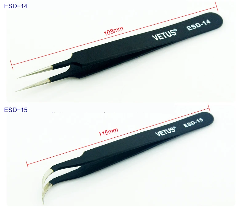 Wholesale Vetus Esd Eyelash Extension Tweezers Black Tweezers For