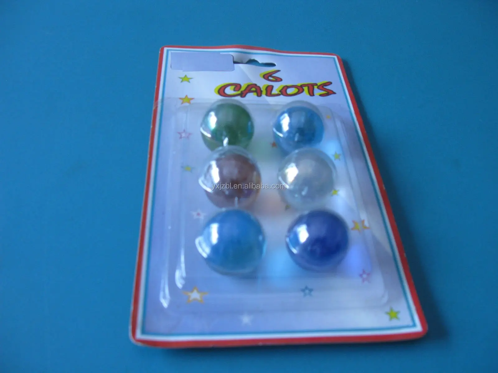 Цветной стеклянный мраморный шар в блистерной упаковке