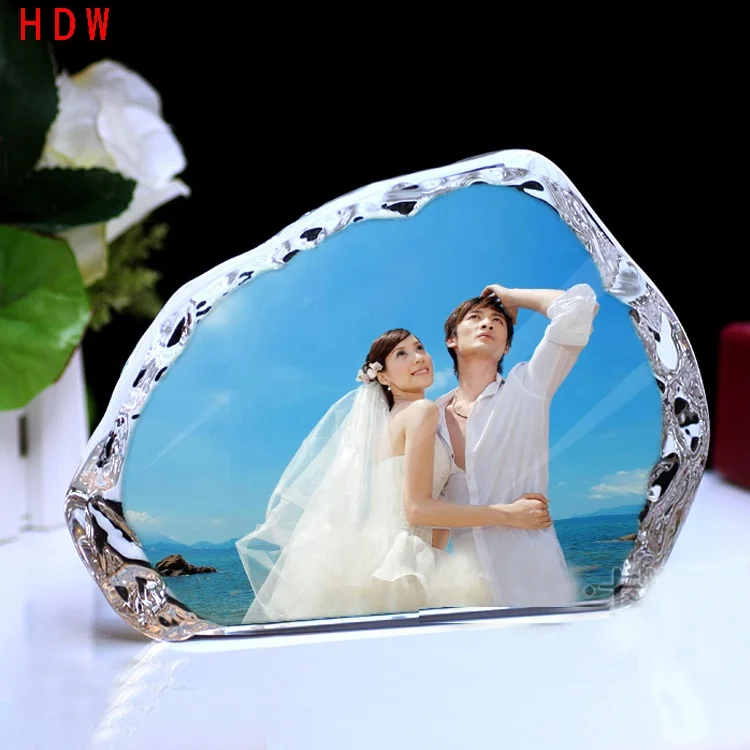 Пользовательский K9 кристалл Iceberg torphy гравировка Свадебная фоторамка для сувенирного