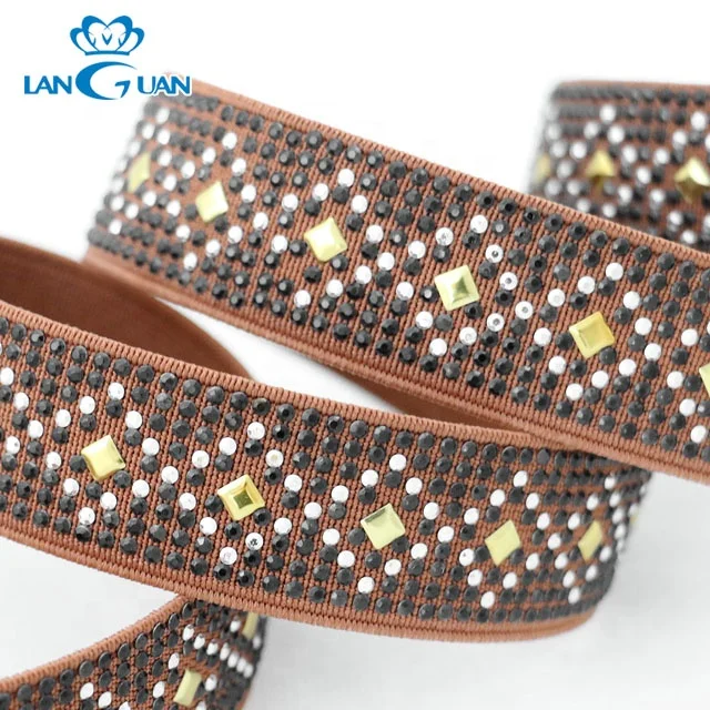 Rhinestone Woven Custom Elastic Band for Shoes Decoration
