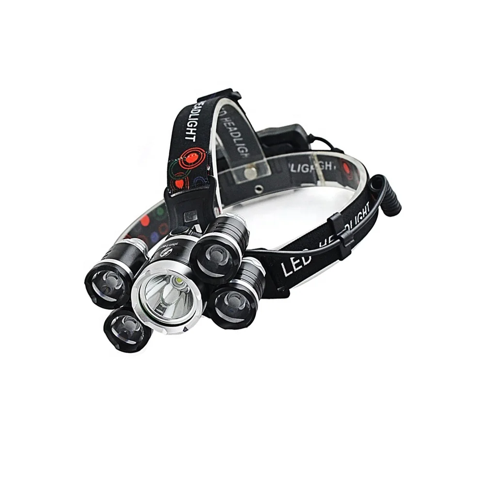 6000 Lumen Headlight Hunting Kopflampe T6 Waterproof 5 Led Head Lantern 18650 Rechargeable Outdoor Sport Long Range Headlamp