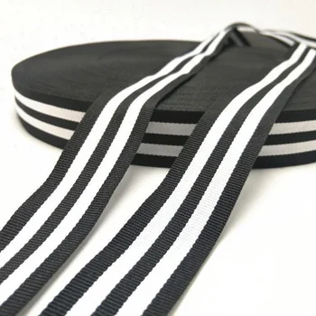 Wholesale cheap 25mm grosgrain in stock black white polyester striped ribbon