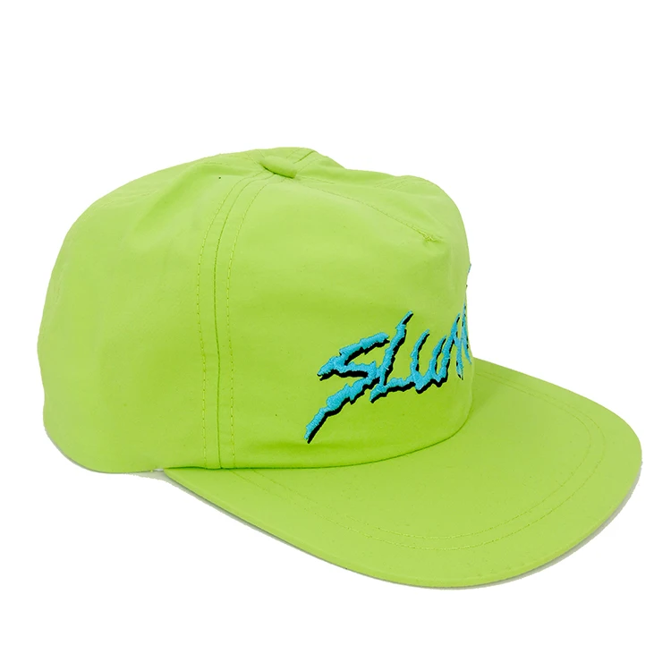 Custom Embroidery 5 Panel Unstructured Neon Nylon Snapback Cap