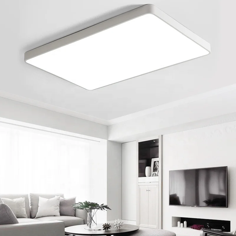 PUZHUOER Rectangular Ceiling Light 48W Simple Style Living Room Bedroom Study Dimmable Led Surface Smart Ceiling Light