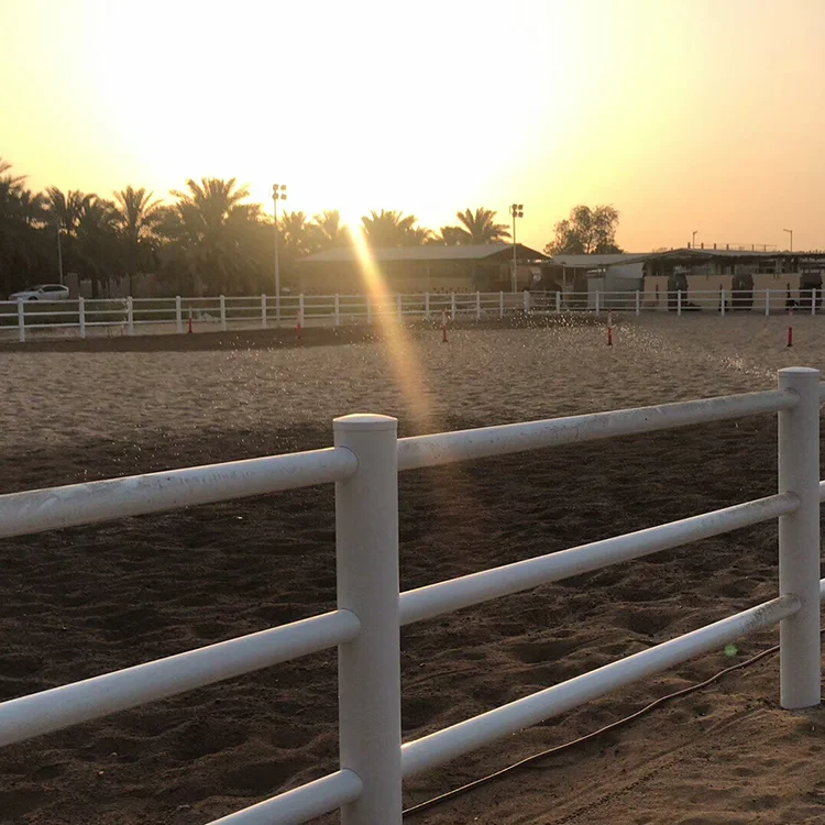 PVC Plastic Round Pipe Post and Rail Horse Fence for Farm Paddock Racing Track Equestrian Cattle