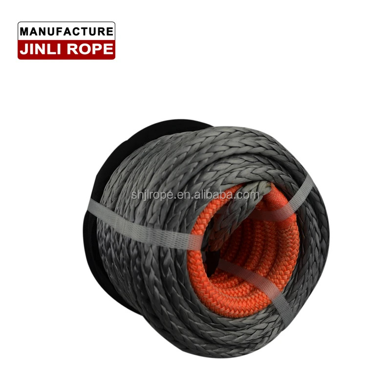 JINLI with Hook Grey Color 27000lbs 12mm 30m Winch Rope Synthetic