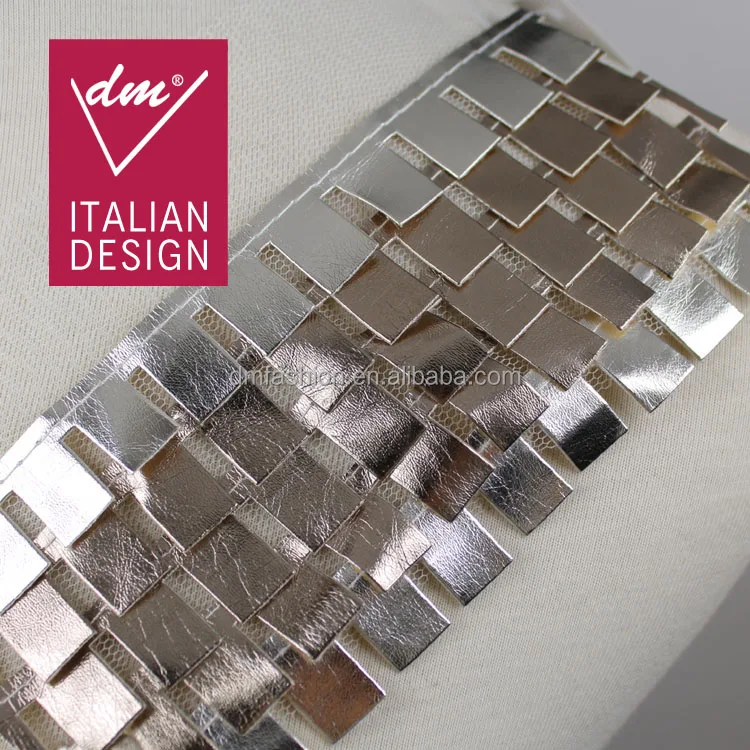 Новые товары, ширина 11 см, серебристая искусственная кожа, вышитые и кружевные полоски, кружево с бахромой