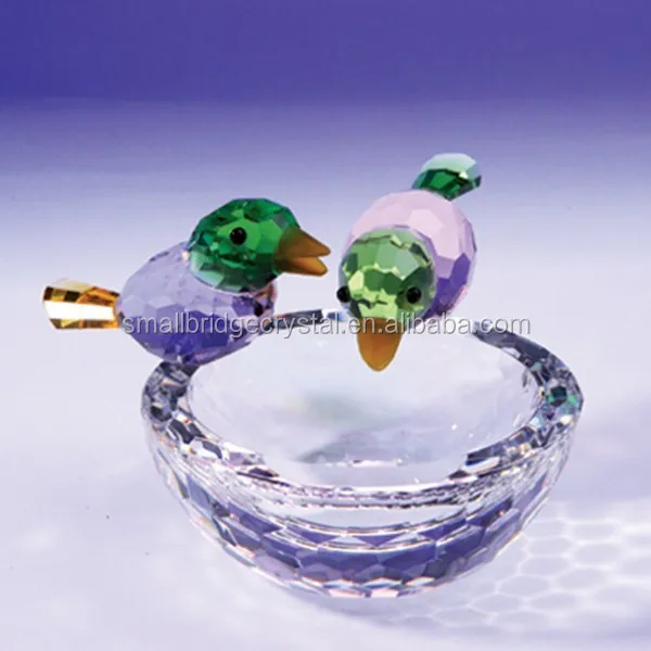 Small Double Crystal Birds With Nest