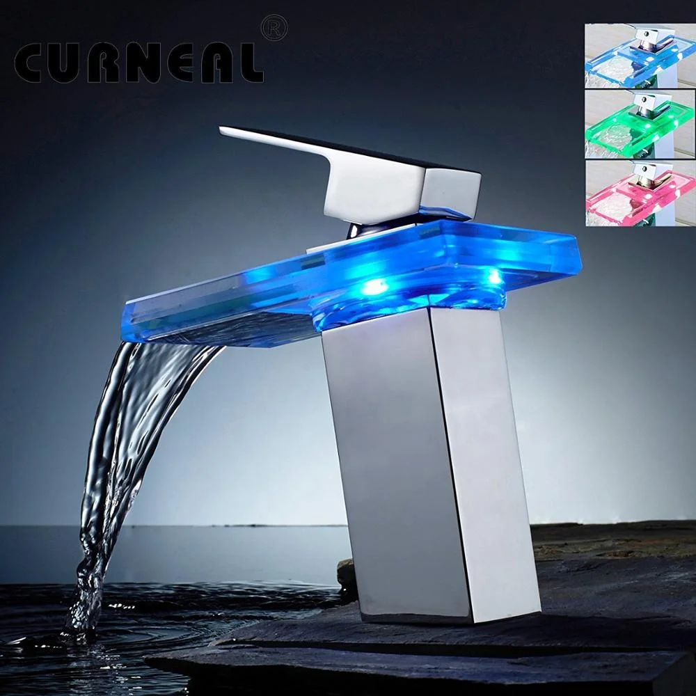 Современный европейский дизайн смеситель для ванной со светодиодным