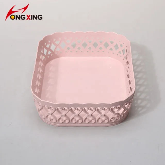 Lace Design Rectangle Kitchen and Living Room Plastic Storage Basket