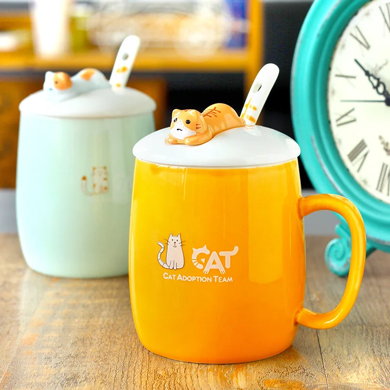 Cute Cat Style Ceramic Mug Perfect for Milk Tea Coffee