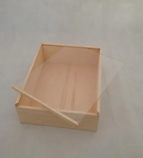 Plexiglass box with sliding lid, Perspex box with sliding lid