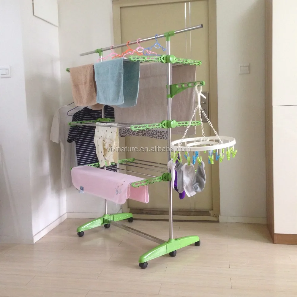 Heavy Duty Cloth Drying Rack Foldable Laundry Clothes Folding Hanger Indoor