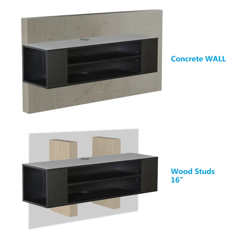 Latest Design LED TV Wall Cabinet TV Floating Wall Mountable Unit Wooden Wall Hanging TV Stand With Bookcase