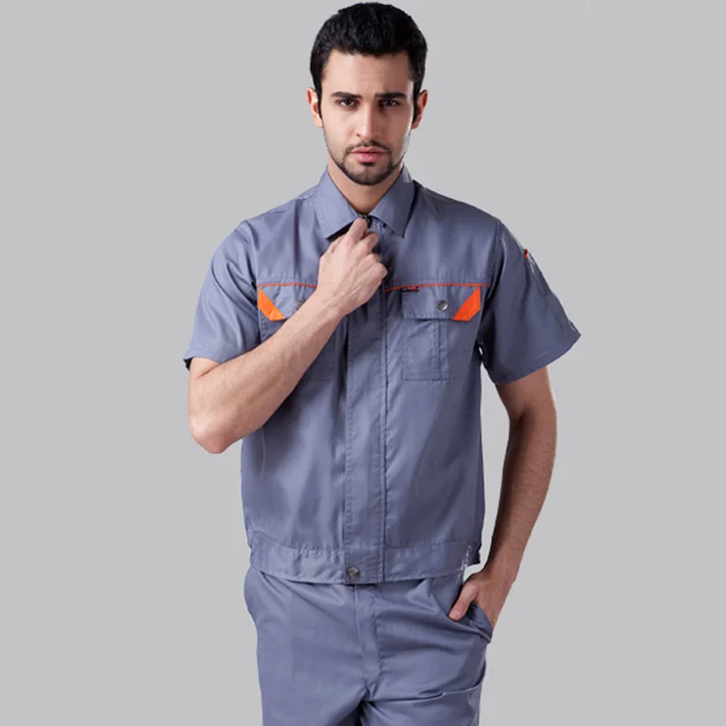 Men's Industrial Short-Sleeve Work Shirt, Workwear Uniform Shirt