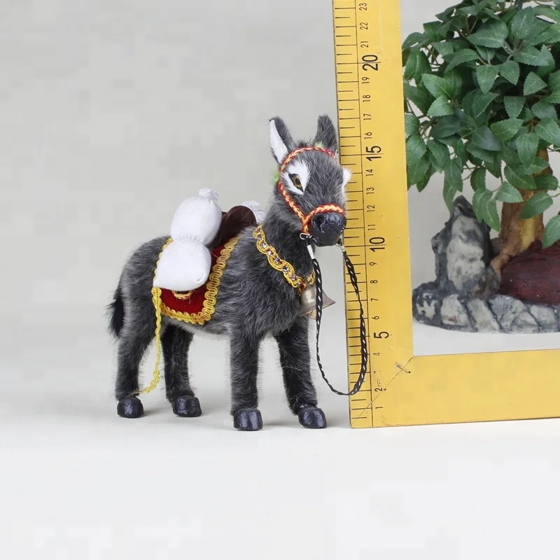 Vintage Hollow Plush Christmas Donkey Miniature Animal Decor Gift Mini