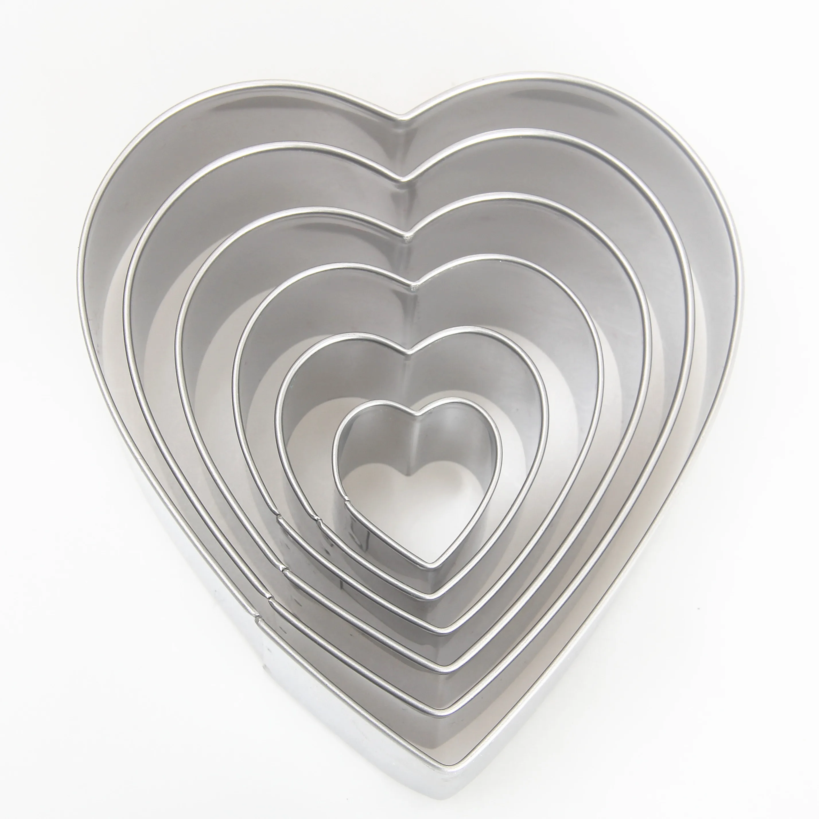 6pcs stainless steel factory heart cookie cutter set