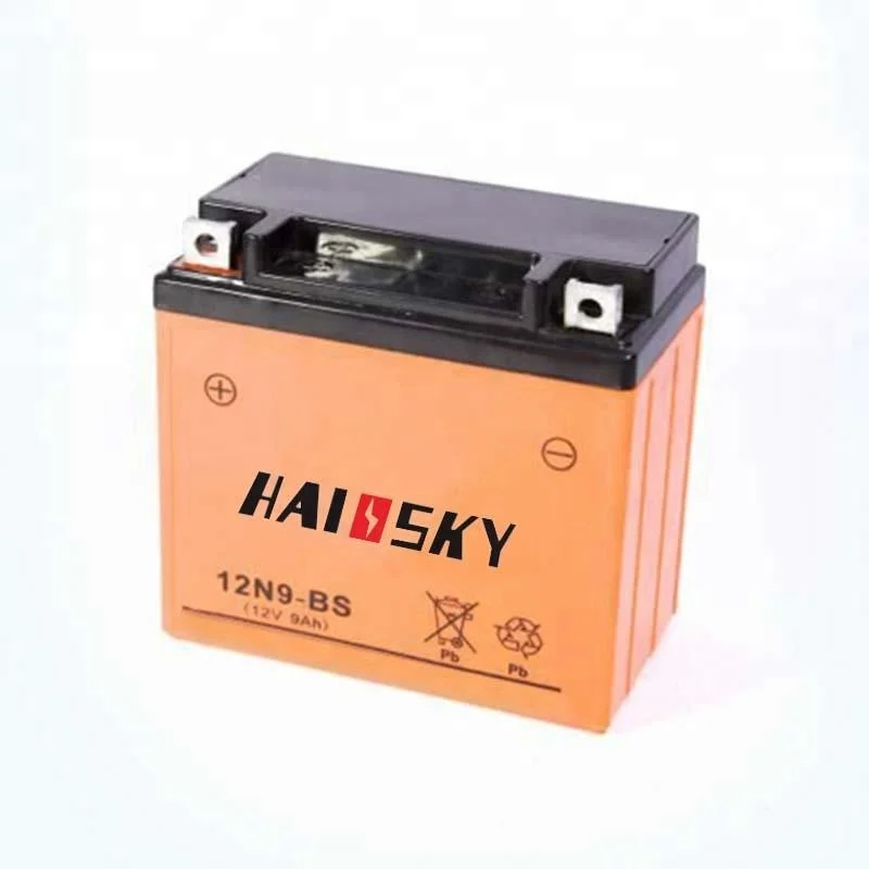 Haissky 12N9-BS wet charged mf battery 12v 9ah motorcycle battery for HONDA CG125