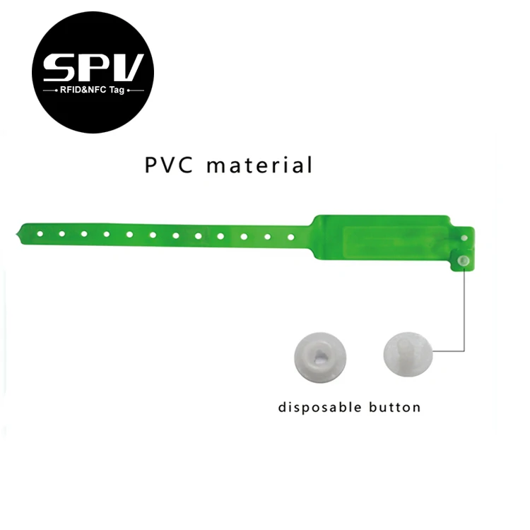 Hospital Ultralight PVC RFID NFC Wristband Waterproof Adjustable Disposable Passive 13.56mhz