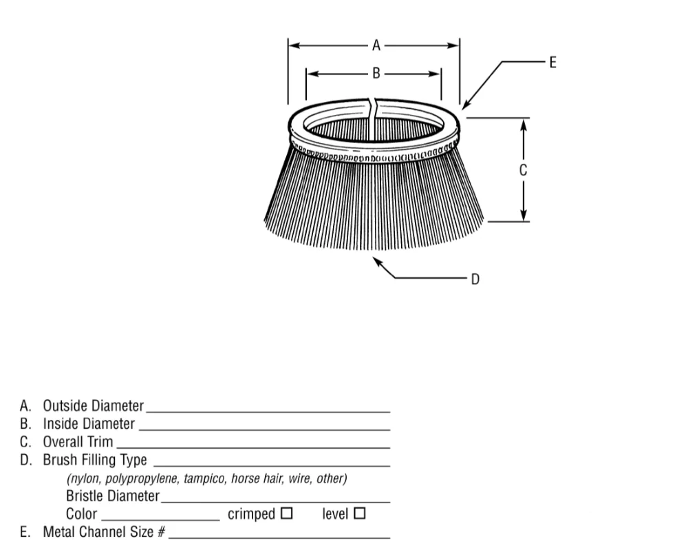 TDF Cup Formed Brush Dust Collection Hood Brushes for CNC Machines