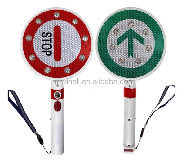 Stop and Go Hand Held Red Led Luminous Traffic Control Traffic Baton Light Stick Red Green Stop Go Flashlight Signage