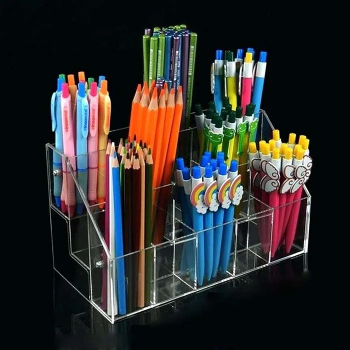 Comprar Mark Pen-caja de almacenamiento de acrílico transparente, doble  capa, 18 compartimentos, rotulador de arte de escritorio, organizador  divisor de lápiz, suministros para el hogar