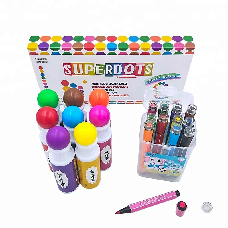 Safe and Washable Inks 8 Colors DOT Markers for Drawing Toys Set