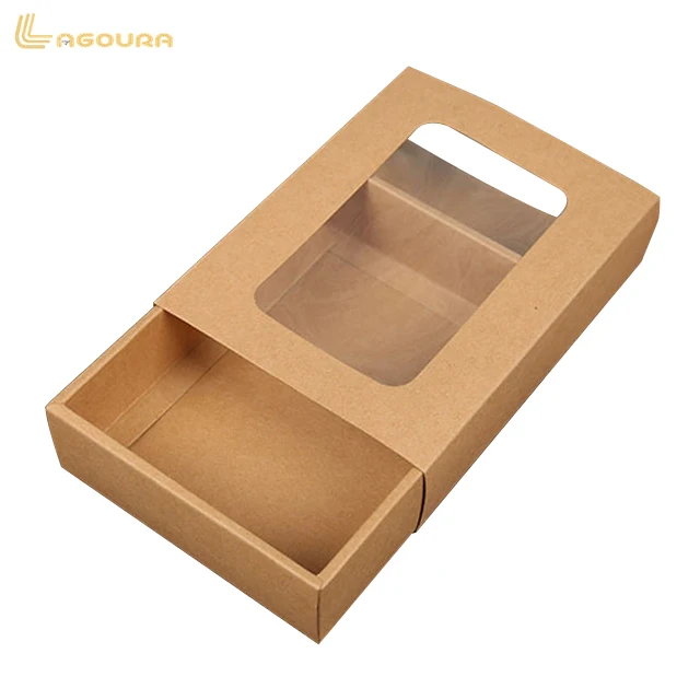 Solid Color Paper Box clear Window Kraft Packaging Box Custom Design Gift Box
