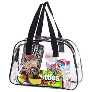 Handle Tote Travel Zipper Toiletry PVC Transparent Bag