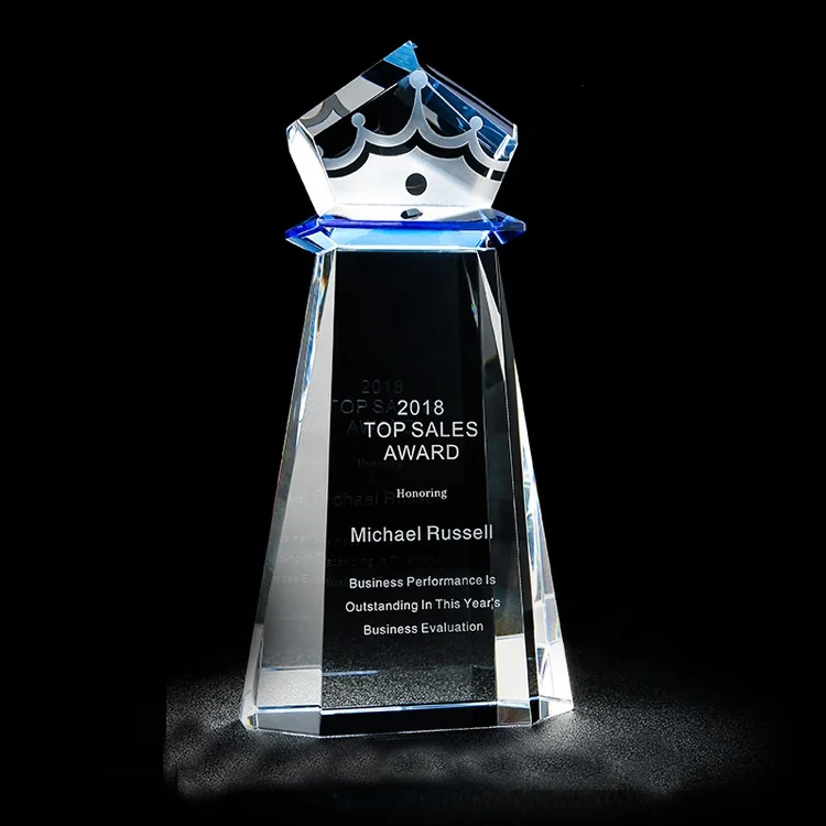 Wholesale Top Grade K9 Crystal Award Customized Crown Crystal Award