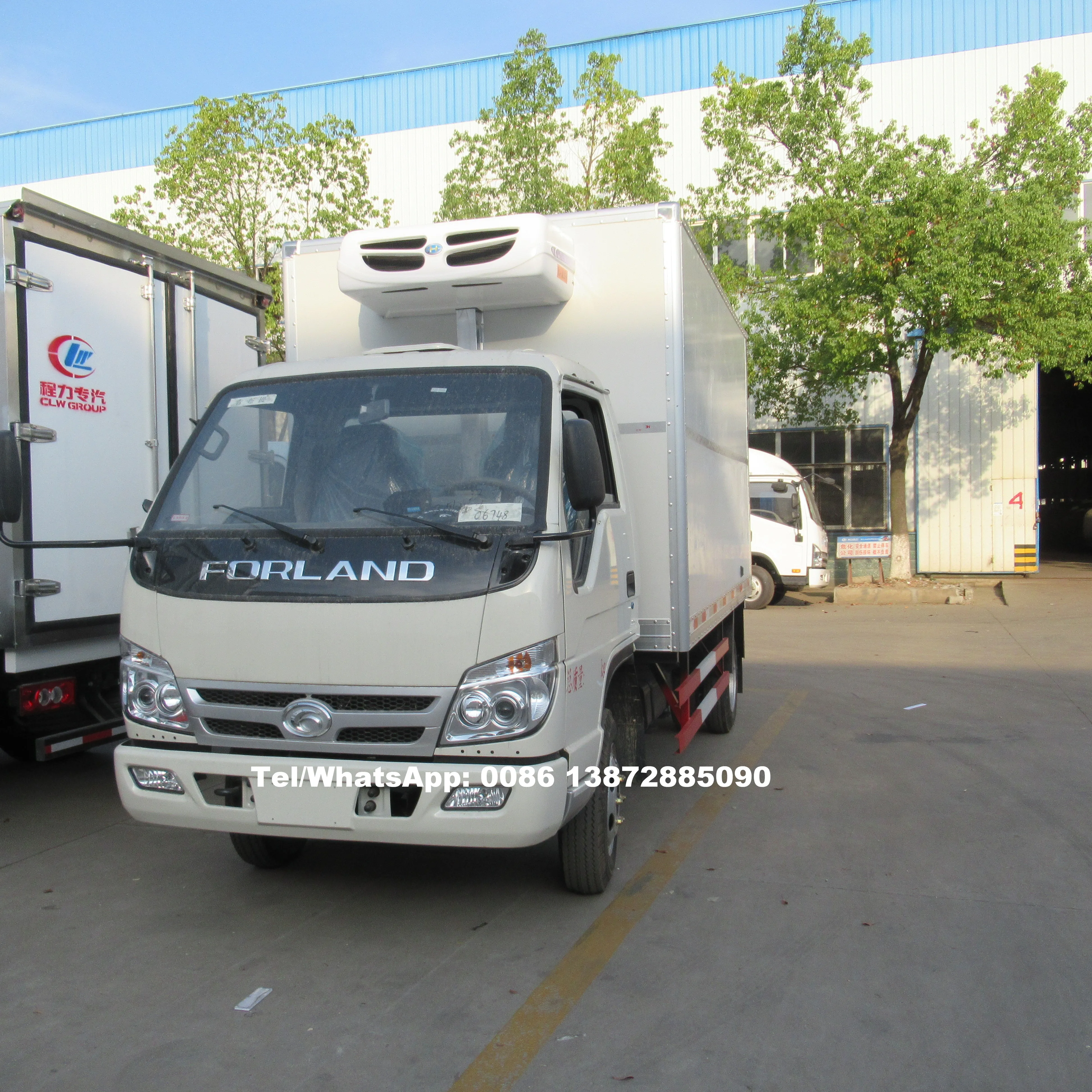 Foton Forland 4x2 signal Cabin 3.5ton Fiberglass Truck Body Frozen Chicken Refrigerated Van  Cold Plate Trucks for Sale
