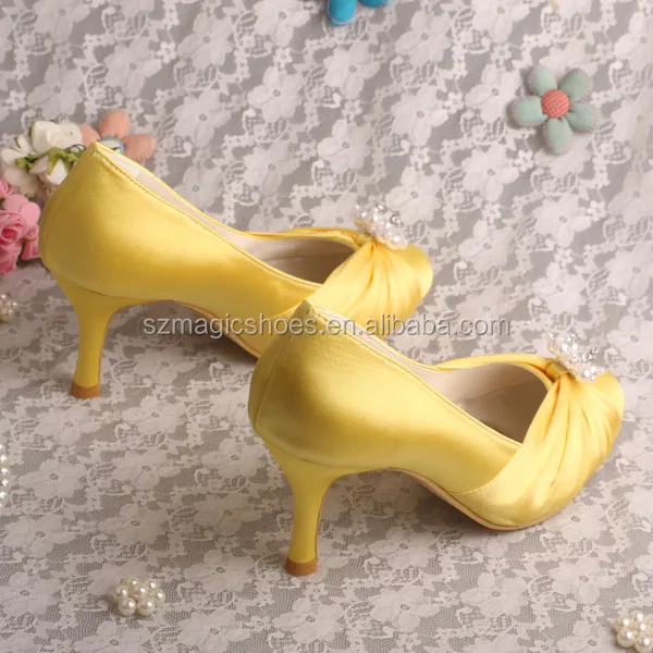 Yellow Wedding Shoes With Bow Accents