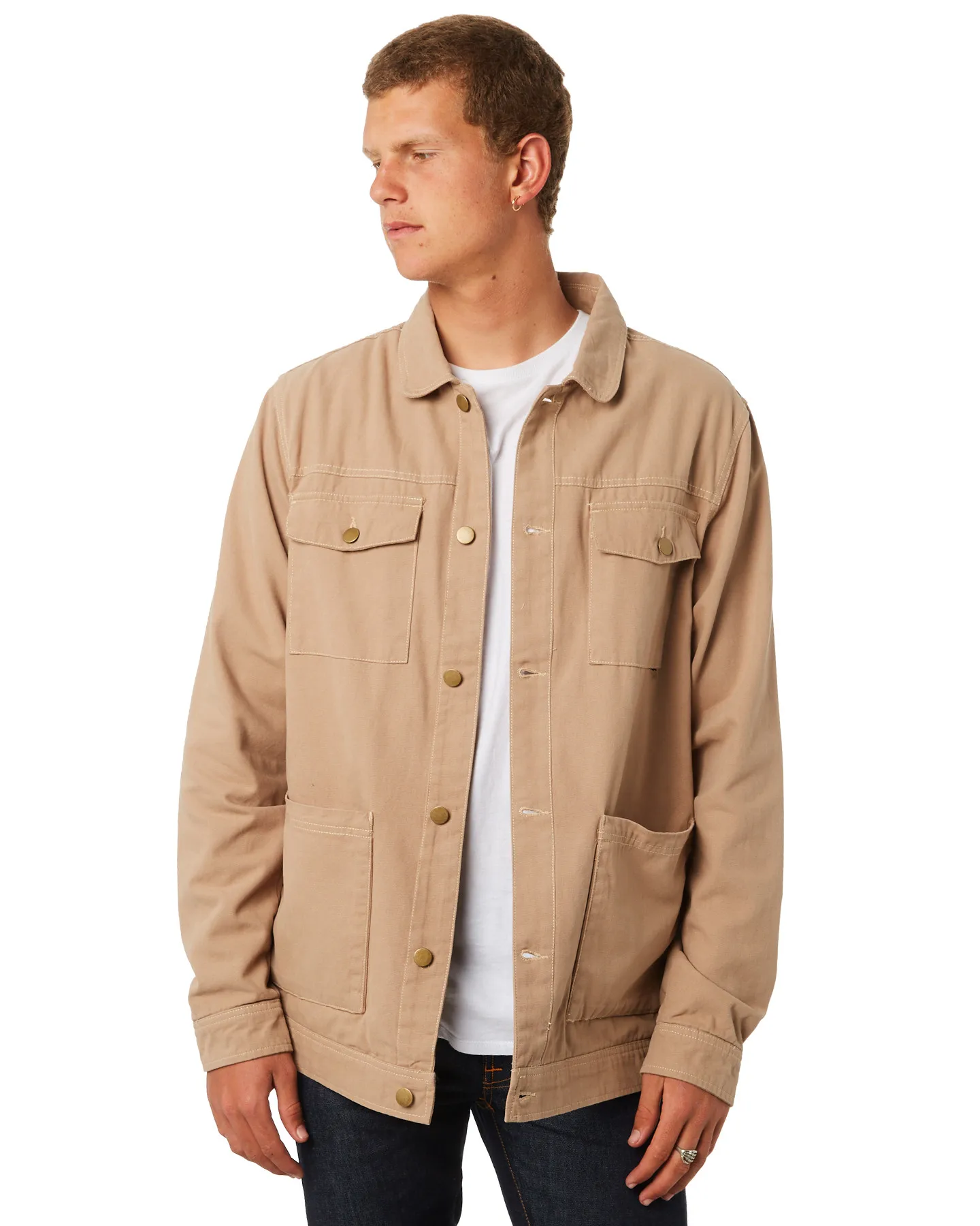 KY Metal Shank Front Placket Dual Chest Pockets Casual Jacket